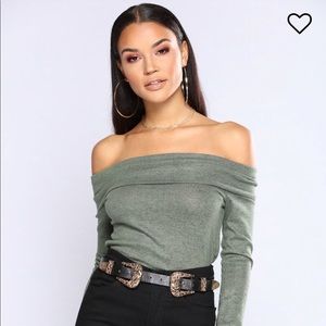 Fashion Nova Marie Off The Shoulder Sweater Olive